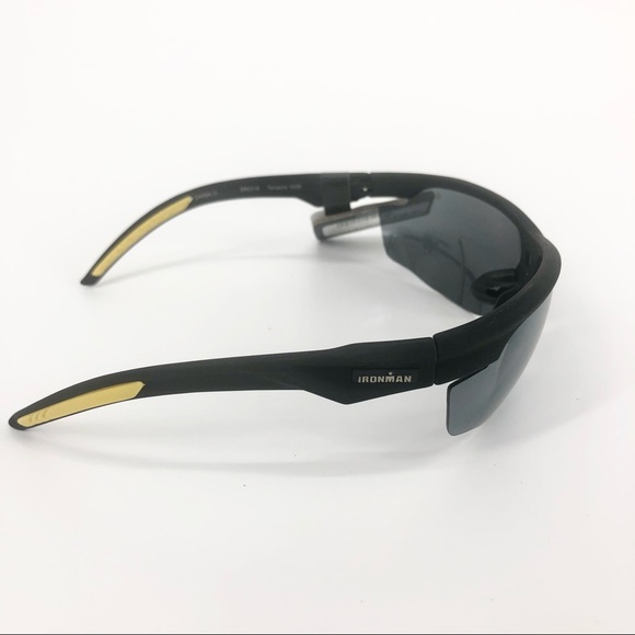 Foster Grant Iron Man Black & Yellow Accent Rubberized Curved Sporty Sunglasses - Picture 2 of 4